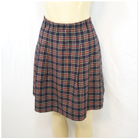 JIANSHENG, Plaid Front Pleat Skirt, size Small - Picture 3 of 8